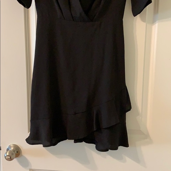 Little Black Dress w/Ruffles & Deep V-neck - Picture 3 of 5